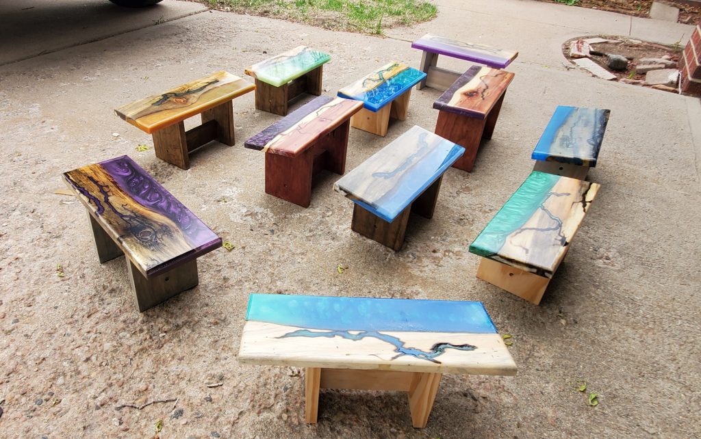 Fire Heart Creations Epoxy Resin Art Meditation Bench